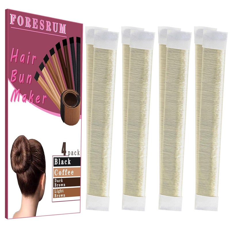 FORESRUM 4 Pcs Magic Donut Hair Accessories - Ballet Bun Makers for Women and Kids (4 Blonde) - Image 1